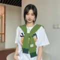 Stylish spring summer green knitted shawl scarf versatile casual outer wear for women - Matcha Green