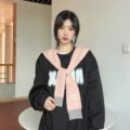 Spring summer fashion knitted small shawl scarf women trendy outdoor air-conditioned room - Soft Pink