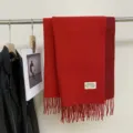 Solid color thick warm imitation cashmere scarf with fringe for autumn and winter daily wear. - China Red