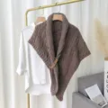 Solid color knitted shawl with buckle thick warm winter fashion cozy wrap for women - Coffee