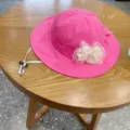 Kids pink sun bucket hat with cute mesh bow detail and adjustable chin strap detail. - 48-54CM / Rose Red