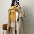 Cozy winter thick plaid color block scarf stylish fringed warm shawl wrap for women - Spring Ripples Plain