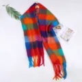 Colorful plaid winter scarf, soft warm cozy tassel shawl for women autumn and winter daily. - Sicily Honey Tea Plain