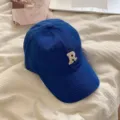 Blue baseball cap for women with white embroidered letter R, stylish casual sun hat street style. - 54-58cm (Adjustable) / Klein Blue