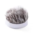 Close-up detail of the funny fake hair beanie cap, highlighting the spiky wig and brimless design. - Adjustable / Rimless Brown-White Hair / White