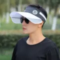 Men's sun visor hat with extended double brim, UV protection empty top cap for outdoor sports. - Sport Two-Color Pull Board / White