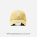 Yellow baseball cap with embroidered R letter, stylish casual cotton duckbill sun hat for women. - Adjustable (55-59cm) / R Badge / Goose Yellow