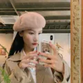 Stylish women's wool beret hat, Korean vintage octagonal painter cap for autumn and winter. - M (56-58cm) / Camel