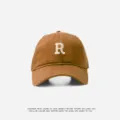 Brown baseball cap with R embroidery, stylish casual sun hat for men and women daily wear. - Adjustable (55-59cm) / R Badge / Chestnut