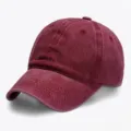 Solid color washed cotton baseball cap for men and women, classic curved brim casual sun hat. - One Size, Adjustable (51-61cm) / Six-Line Washed Wine Red