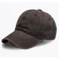 Dark brown washed cotton baseball cap, solid color casual sunshade hat for men and women daily use. - One Size, Adjustable (51-61cm) / Six-Line Washed Coffee