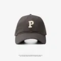 Classic dark grey baseball cap with embroidered letter P, stylish and versatile casual hat. - Adjustable (55-59cm) / P Label / Gray