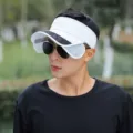 Men's white sun visor hat, empty top wide brim anti-UV cap for outdoor sports and fishing variant. - KMQHAT Pull Board Small Brim / White