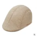Classic linen flat cap for men and women, breathable ivy beret hat, casual British style. - M (56-58cm) / Khaki Linen Duckbill Cap (Spring, Autumn & Summer)