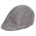 Grey linen duckbill flat cap, breathable mesh ivy beret hat for men and women variant. - M (56-58cm) / Dark Grey Linen Duckbill Cap (Spring, Autumn & Summer)