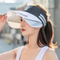 Wide brim sun visor hat for women and men, UV protection empty top cap for outdoor cycling. - Casual English Empty Top / Black & White Brim