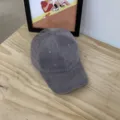 Grey corduroy baseball cap, casual autumn winter duckbill hat, classic solid color variant. - Gray