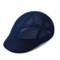 Coppola in rete blu scuro, cappello piatto estivo e traspirante, modello unisex. - M（56-58cm） / Berretto a becco d'anatra in lino traforato blu navy (Primavera, autunno ed estate)