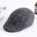 Berretto piatto a quadri grigi, cappello newsboy traspirante in rete per uomo e donna. - M（56-58cm） / Berretto con visiera grigio scuro autunno-inverno