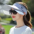 Grey double brim sun visor hat for summer outdoor sports, breathable empty top cap for women. - Seagull Empty Top Pull Board Hat / Gray