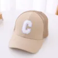 Kids baseball cap, spring autumn mesh breathable hat with cute letter C embroidery for boys girls - 54cm / Mesh C Letter Style / Khaki