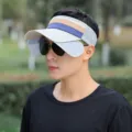 Mens summer sun visor cap outdoor anti-uv empty top hat with side sun protection shields - KMQ Three-Color Empty Top Pull Board / Gray