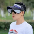 Men sun visor hat anti UV empty top cap black blue stylish outdoor sports summer hat - KMQ Three-Color Empty Top Pull Board / Black