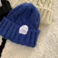 Cozy winter knit beanie hat for women, thick warm slouchy wool cap in stylish blue color. - M (56-58cm) / Sapphire Blue
