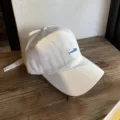 White baseball cap with blue whale embroidery, casual soft top sun hat for summer outdoor wear. - Adjustable / White