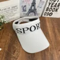 White knit empty top visor hat, breathable outdoor sports sun hat for women and kids. - Kids 3-9 Years / 50-54cm / White