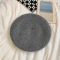 Classic grey wool beret for women, cozy winter fashion painter hat, retro French style. - M (56-58cm) / Dark Gray