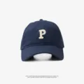 Classic navy blue baseball cap featuring embroidered letter P, stylish and casual sun hat. - Adjustable (55-59cm) / P Label / Navy Blue