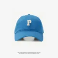 Stylish blue cotton baseball cap featuring an embroidered letter P, classic curved brim casual hat. - Adjustable (55-59cm) / P Label / Blue Blue