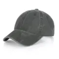 Solid color washed cotton baseball cap in dark grey, classic dad hat style for outdoor wear. - One Size, Adjustable (51-61cm) / Six-Line Washed Army Green