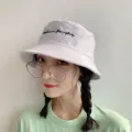 Women white bucket hat casual literary cotton sun protection basin hat summer student style - One Size / Streamline White