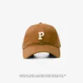 Brown baseball hat with white embroidered letter P for women and men, stylish sun protection dad hat. - Adjustable (55-59cm) / P Label / Chestnut