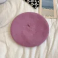 Purple wool beret hat, elegant Korean style winter retro candy color woolen painter hat for women. - M (56-58cm) / Taro Purple