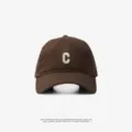 Brown baseball cap with embroidered letter C, stylish casual sun protection hat variant. - Adjustable (55-59cm) / Small C Logo Style / Coffee