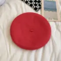 Classic red wool beret for women, cozy winter woolen painter hat, elegant retro style. - M (56-58cm) / Red