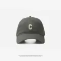 Dark grey baseball cap with embroidered letter C, casual sunshade duckbill hat for daily wear. - Adjustable (55-59cm) / Small C Logo Style / Gray