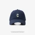Navy blue baseball cap with embroidered letter C, classic casual sun hat for men and women. - Adjustable (55-59cm) / Small C Logo Style / Navy Blue