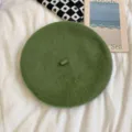 Green wool beret women autumn winter retro painter hat soft woolen beret stylish headwear - M (56-58cm) / Light Smoke Grey