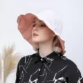 Reversible summer bucket hat for women, wide brim sun protection hat, stylish chic hat. - One Size with Windproof Cord / White