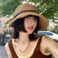 Summer straw sun hat for women, foldable wide brim uv protection beach cap stylish design. - M (56-58cm) / Light Coffee