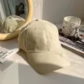 Solid color beige baseball cap for women, casual stylish curved brim hat for daily wear. - Beige