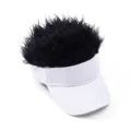Funny hair visor hat novelty spiky hair sun cap outdoor sports cap black hair white hat - Adjustable / Black Wig Baseball Cap / White