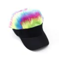 Funny colorful wig visor cap street hip hop rainbow hair baseball hat fashion party fun - Adjustable / Colorful Wig Baseball Cap / Black