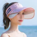 Pink women's sun visor hat summer outdoor UV protection wide brim empty top baseball cap - One Size / 584 Pink