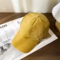 Vintage washed solid color baseball cap, soft top casual duck tongue hat for daily wear. - M (56-58cm) / Yellow