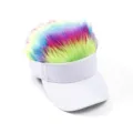 Colorful Faux Hair Sun Visor Hat Rainbow Wig Cap Casual Outdoor Streetwear Novelty Headwear - Adjustable / Colorful Wig Baseball Cap / White